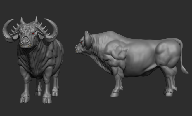 Sculpting of the Fantasy Bull creature in Zbrush