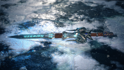 3D model of fantasy sword on the ice